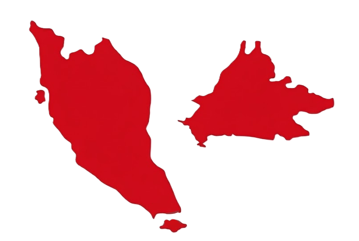 Map of Malaysia and Singapore highlighting 94 Ezy Rent pickup locations in Penang, Kuala Lumpur, Melaka, Johor Bahru, Singapore, Kota Kinabalu and Semporna